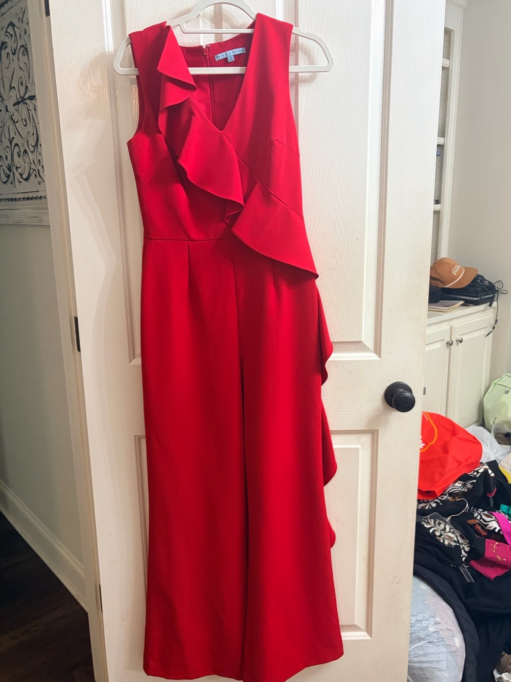 ANTONIO MELANI Red Ruffle Jumpsuit